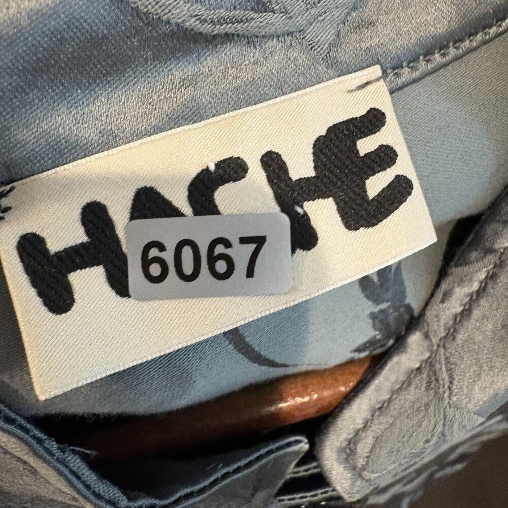 Hache Jacket Women 46 US 10 Gray Floral Jacquard Mandarin Collar Made in Italy - Picture 14 of 15